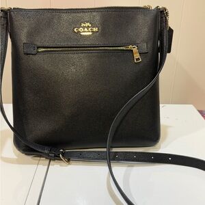 COACH Black Pebble Leather Crossbody with Gold Hardware